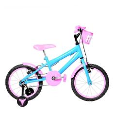 Bicicleta Infantil Aro 16 Alumínio Azul Claro E Rosa