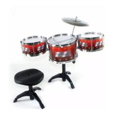 Bateria Musical Infantil com 3 tambores + Banqueta - DM TOYS