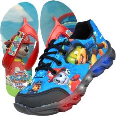 Tenis Masculino Infantil Led Luzinha Patrulha Canina + Chinelo - VICK 