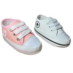 Kit 2 Pares Tênis Sapatinho Para De Bebê - Baby's Shoes, Branco, Rosa,