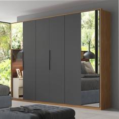 Guarda Roupa Casal 6 Portas Com Espelho E 6 Gavetas Atrice Amêndola-grafito