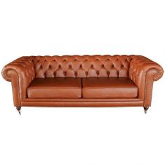 Sofá 3 Lugares Sala De Estar 235cm Chesterfield Duo Couro
