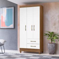 Guarda Roupa 3 Portas 2 Gavetas Lima Moval - Naturale/Branco