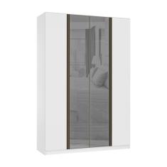 Guarda Roupa 4 Portas 3 Gavetas 159,2 cm com Vidro Reflecta Prata Prime Luciane Móveis
