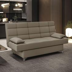 Sofá Cama Virgínia Plus com Sistema de Abrir e Fechar com Catracas Bege