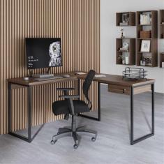 Escrivaninha em L 1 Gavetas Folix Afarra