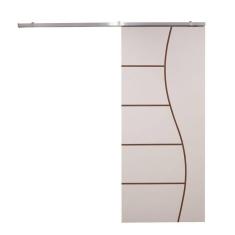 Porta De Correr Branco Prime Frisada Kit Alumínio F07 - 210x100