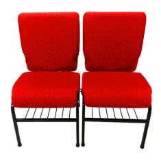 02 Cadeiras Para Igrejas C/ Porta Biblía E Porta Cálice Vermelho