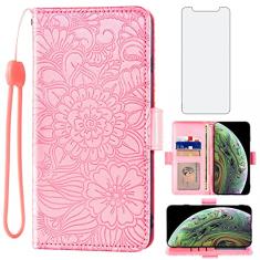 Capa carteira compatível com iPhone Xs Max, protetor de tela de vidro temperado, suporte para cartão, acessórios de celular, capa para celular para i X XR Xsmax 10x SX Xmax 10xs 10s 10 Plus Xmaxs