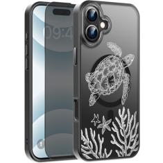 FUNMIKO Capa para iPhone 16 Plus com protetor de tela de privacidade, compatível com carregamento sem fio, capa fosca translúcida à prova de choque - linda capa de telefone com design floral para