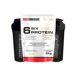 KIT 6 Six Protein c/ ZMA 2kg + 2x Coqueteleira - Bodybuilders,  Baunil