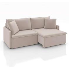 Sofá 4 Lugares Retrátil e Reclinável Stilo Veludo Creme 254 cm - Mobly