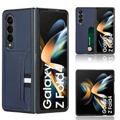 Asuwish Capa de telefone para Samsung Galaxy Z Fold 4 5G 2022 capa com compartimento para cartão de crédito e acessórios de celular de couro híbrido fino e resistente ZFold4 Z4 Fold4 4Z ZFold45G