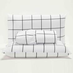 Jogo Cama Lençol Square Queen Quadriculado Percal 180 Fios 3 Peças - B
