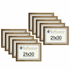 Kit 10 Molduras Porta Diploma Certificado A4 21x30 Dourado - Santamari