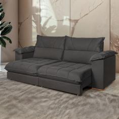 Sofá Retrátil E Reclinável 3 Lugares 250cm Italia Cinza