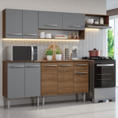 Armário de Cozinha Compacta 229cm Rustic/Cinza Emilly Madesa 13