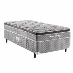 Cama Box Conjugada Solteiro Herval Nature com Pillow Inn e Molas Bonnel 56x88x188cm - Cinza/Branco Floral