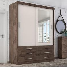 Guarda Roupa Solteiro Capri 2 Portas 6 Gav C/Espelho Chocolate/off White