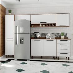 Cozinha Compacta Evolution 7 Portas 4 Gavetas Branco e Tannat
