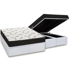 Cama Box Baú King: Colchão Espuma D45 Ortobom Light Saúde OrtoPillow + Base CRC Courano White(186x198)