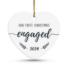 Presentes de noivado para casais - Presentes para casais recém-noivos - Presentes de noivado felizes para ela, mulheres, noivos, noivas - Presentes de noivado para ela - Enfeite de noivado de Natal