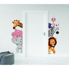 Adesivo De Parede Porta Safari Zoo
