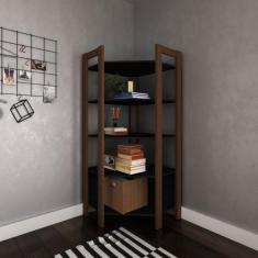 Estante para Livros de Canto Multiuso - Tecno Mobili, Preto e Nogal