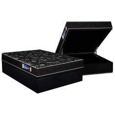 Conjunto Box Baú Casal: Colchão Espuma Plumatex D28 IsoPluma Vip + Base crc Suede Black(138x188)