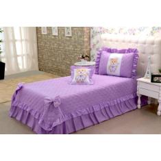 KIT Cobre Leito Colcha Ursinha Menina Infantil Solteiro 3 Peças ~ Rosa
