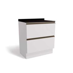 Balcão de Cozinha c/ Tampo Maxxi G755 c/ 2 Gavetas 80cm Branco/Preto - Kappesberg
