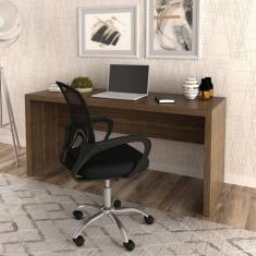 Mesa para Escritório 163cm ME4109 com Cadeira Diretor Tela Mesh Tok 3310 Nogal