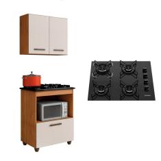 Kit Cozinha Balcão Armário Salvia e Cooktop 4 Bocas Itatiaia