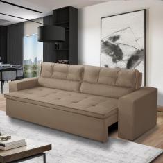 Sofá Retrátil e Reclinável 3 lugares com Molas 1,80m Vegas Suede Cappuccino Adonai Estofados