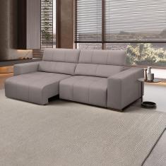 Sofá Decorativo Barbosa 3 Lugares Sala de estar 230cm Reclinável e Retrátil Couro Avelã G88 - Gran Belo