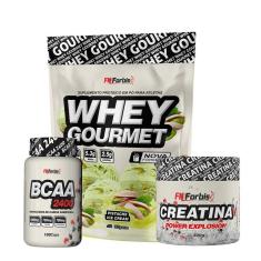 Kit Whey Protein Refil + Creatina 300g + BCAA 100 cáps Gourmet - FN Forbis Nutrition-Unissex