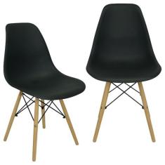 Kit 2 Cadeiras Charles Eames Eiffel Wood Design - Preta - Magazine Rom