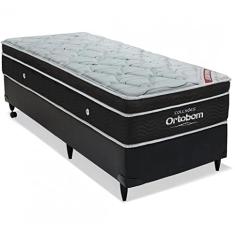 Cama Box Elegant Superpocket Solteiro Ortobom Preto/Branco