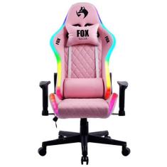 Cadeira Gamer Fox Racer Rgb Rosa Com Iluminação (Led) - Logo Preto