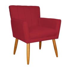 Poltrona Decorativa Cecilia Pés Palito Suede Vermelho - DS Estofados
