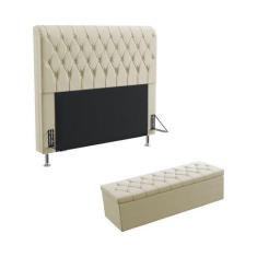 Kit Cabeceira Bellatrix 195 Para Cama King e Calçadeira Sagitarius Sue