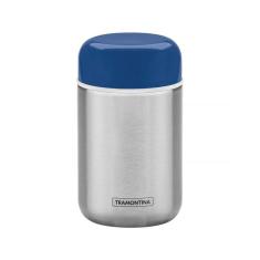 Pote Térmico Tramontina Aço Inox Com Tampa Azul 8,8 Cm 400Ml