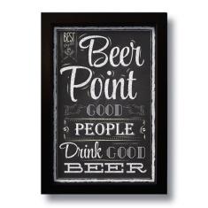 Quadro Decorativo Frase Bebidas Beer Point Vintage 33x43 Cm