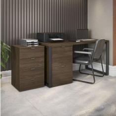 Mesa para Escritório Secretária 120cm com 2 Gaveteiros Office Carvalho/Munique
