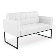 Sofá Namoradeira Elisa Corino Branco Base Metálica Industrial Preto - D`rossi