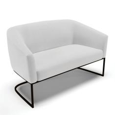 Sofá Namoradeira 2 Lugares Base Industrial Preto Stella Linho Cinza A05 D03 - D`rossi