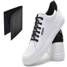 Kit Tênis Com Carteira Casual Unissex Conforto - Forms, 41, Branco
