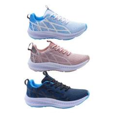Tênis Feminino  Academia Leve Confortável Kit 3 Unid - Dix, 39, B, Cel