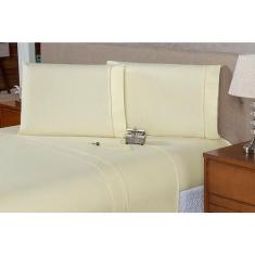 Lençol Casal 4 pçs Ponto Palito Percal 200 Fios 100% Algodão - 40 CM D
