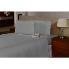 Lençol King 3 Pçs Ponto Palito Percal 180 Fios - RAFALORO, Cinza